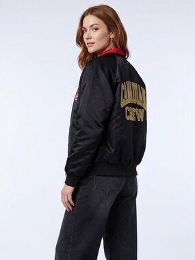Cheer Canada Black Overside Bomber Jacket Size Small